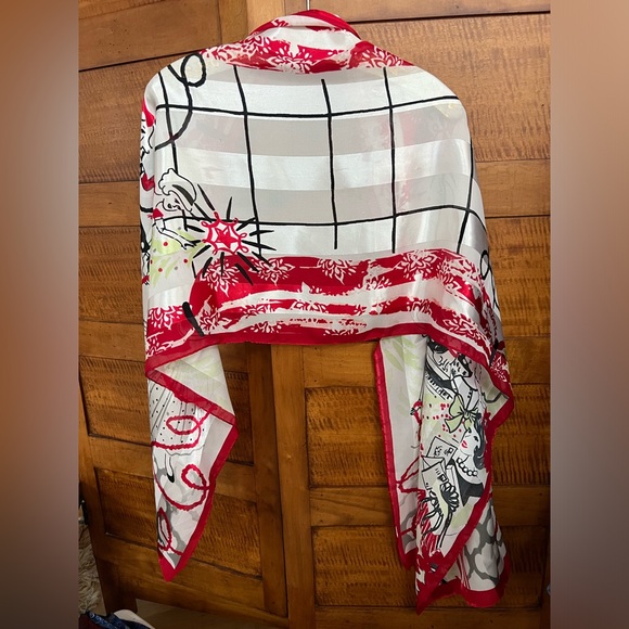 π1950s-Themed Girls Decorating Christmas Tree Scarf | Festive | Oblong 19βx69β - Picture 9 of 17